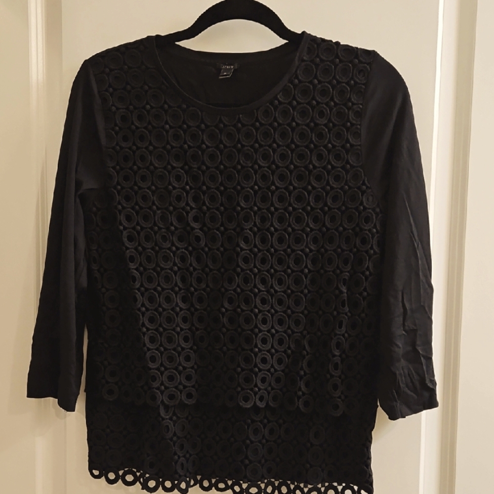VINTAGE J CREW BLACK EYLET T-SHIRT